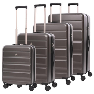 Aerolite 4-Piece ABS Lightweight Luggage Set – Expandable Cabin, Medium, Large & XL Hard Shell Suitcases with Spinner Wheels & TSA Lock – Charcoal